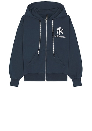 No Problemo Nyp Zip Through Hoodie in Navy - Navy. Size L (also in M, S, XS).