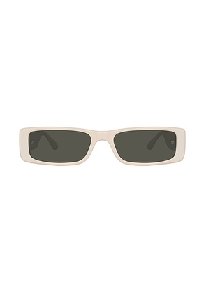 Linda Farrow Dania Sunglasses in Cream & Black - White. Size all.