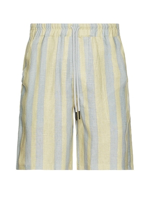 OAS Mist Strata Nicola Linen Shorts in Multi - Blue,Yellow. Size M (also in L, S).