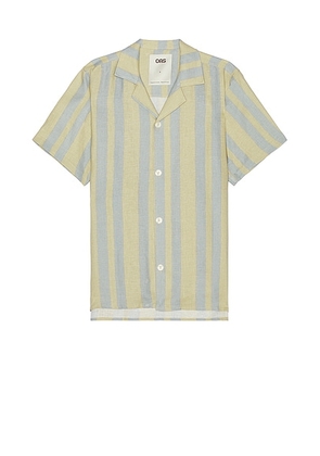 OAS Mist Strata Cuban Linen Shirt in Multi - Blue,Yellow. Size L (also in ).
