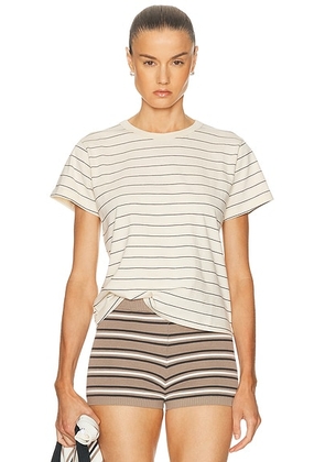 LESET The Margo Tee in Natural & Midnight Stripe - Ivory. Size XL (also in XS).