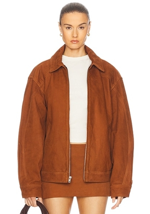 Mimchik Suede Tall Boy Jacket in Cognac - Brown. Size M (also in S).