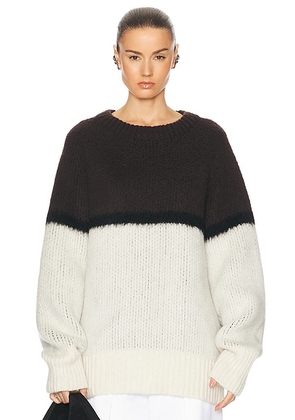 KHAITE Martina Sweater in Glaze Multi - Chocolate,White. Size M (also in S).