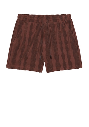 OAS Totem Terry Shorts in Brown - Red. Size M (also in L, XL/1X).