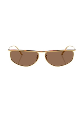 Oliver Peoples x Khaite 1986C Sunglasses in Gold & Dark Mahogany - Metallic Gold. Size all.