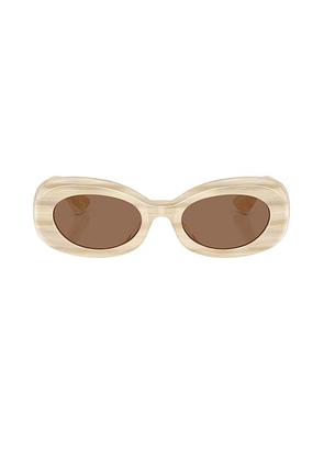 Oliver Peoples x Khaite 1992C Sunglasses in Beige Silk - Beige. Size all.