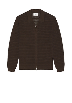 NN07 Gustav Long Sleeve Zip Sweater in Demitasse - Brown. Size M (also in L, XL/1X, XXL/2X).