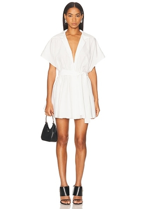 Norma Kamali Super Oversized Sleeveless Boyfriend Shirt Flared Mini Dress in Snow White - White. Size M (also in L, S, XL, XS).