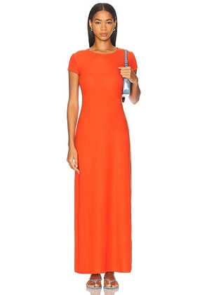 LESET Lauren Short Sleeve Maxi Dress in Poppy - Orange. Size S (also in L, M, XS).