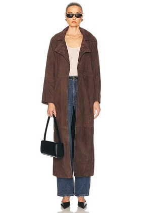 NOUR HAMMOUR Althea Jacket in Mocha Suede - Brown. Size 42 (also in 40).