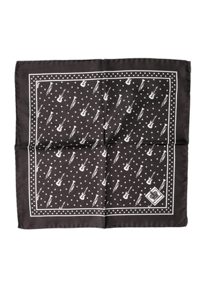 Dolce & Gabbana Black Guitar Trumpet Men Handkerchief Scarf