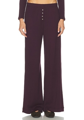 LESET Pointelle Boxer Pant in Dark Berry - Purple. Size M (also in L, S, XL, XS).