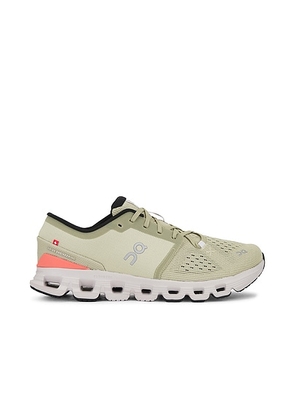 On Cloud X 4 Sneakers in Caper & Salmon - Sage. Size 11.5 (also in 12, 12.5).