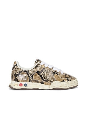 Maison MIHARA YASUHIRO Herbie Original Sole Printed Python Leather Low-Top Sneaker in Natural - Brown. Size 43 (also in 44).