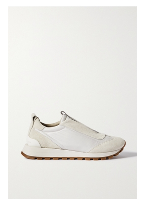 Brunello Cucinelli - Bead-embellished Suede-trimmed Shell Sneakers - White - IT35,IT35.5,IT36,IT36.5,IT37,IT37.5,IT38,IT38.5,IT39,IT39.5,IT40,IT40.5,IT41
