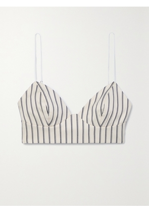 Adam Lippes - Striped Cotton-twill Bralette - Ivory - US0,US2,US4,US6,US8,US10,US12