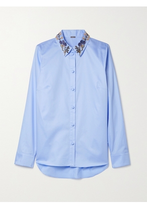 Adam Lippes - Embellished Cotton-poplin Shirt - Blue - US0,US2,US4,US6,US8,US10,US12,US14