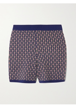 Dries Van Noten - Metallic Merino Wool-blend Jacquard Shorts - Blue - x small,small,medium,large