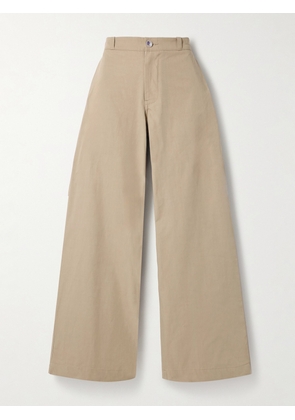 The Elder Statesman - Silvano Cotton-twill Wide-leg Pants - Neutrals - 26,28,30,32,34