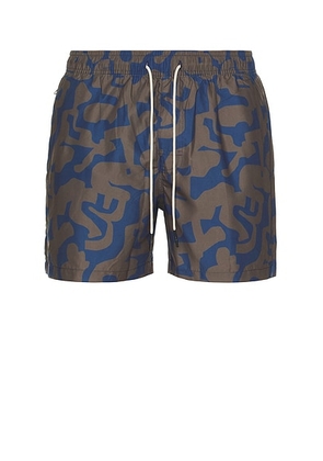 OAS Morel Puzzlotec Swim Shorts in Multi - Grey,Blue. Size M (also in S, XL/1X).