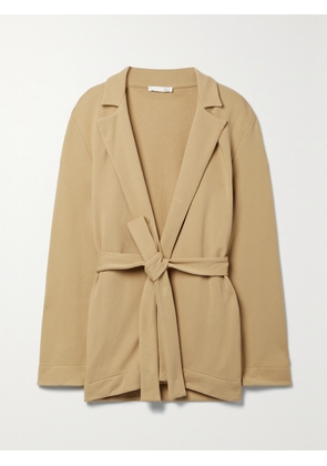 Skin - Elenora Belted Stretch Organic Cotton-terry Cardigan - Neutrals - 01,2,3,4,5