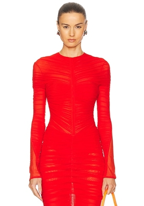 Mugler Long Sleeve Bodysuit in Coquelicot - Red. Size 34 (also in ).