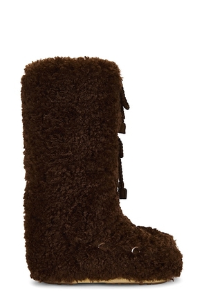 MOON BOOT Icon Curly Extra Boot in Dark Brown - Chocolate. Size 35/38 (also in 39/41).
