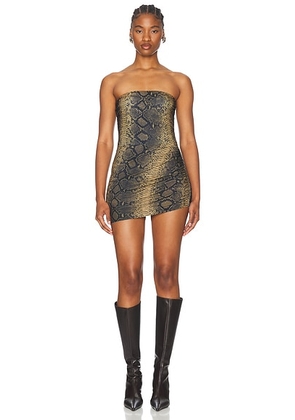 Norma Kamali Strapless Side Drape Pickleball Dress in Python - Neutral. Size L (also in M).