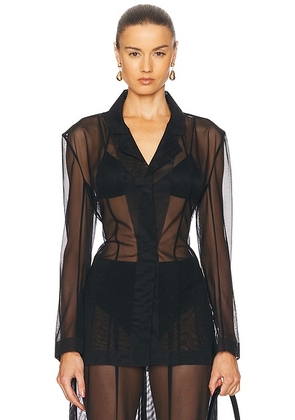 Norma Kamali Classic Single Breasted Jacket in Black - Black. Size M (also in L, S, XS).