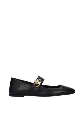 Valentino Garavani Black Leather Ballet Flats - EU36/US6