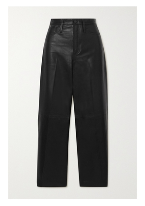 FRAME - Cropped Leather Wide-leg Pants - Black - 23,24,25,26,27,28,29,30,31,32