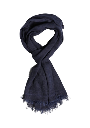 Dolce & Gabbana Blue Linen Neck Wrap Men Shawl Fringe Scarf