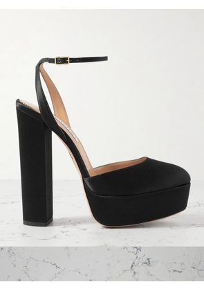 Aquazzura - So High Plateau 140 Satin Platform Pumps - Black - IT35,IT35.5,IT36,IT36.5,IT37,IT37.5,IT38,IT38.5,IT39,IT39.5,IT40,IT40.5,IT41,IT42
