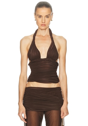 Mirror Palais Cabana Halter Top in Brown - Brown. Size L (also in M, S, XS).