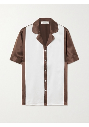 MAISON ESSENTIELE - Two-tone Silk-charmeuse Pajama Shirt - Brown - x small,small,medium,large,x large