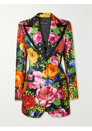 Dolce & Gabbana - Floral-print Silk-blend Satin Blazer - Green - IT36,IT38,IT40,IT42,IT44,IT46,IT48,IT50