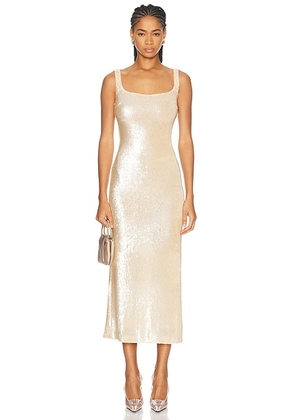 L'Academie by Marianna Ceci Sequin Midi Dress in Blush Nude - Nude. Size L (also in M, S, XL, XXS).