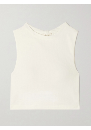 Marysia - Victoria Cutout Stretch-seersucker Tennis Top - Cream - xx small,x small,small,medium,large,x large,xx large