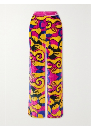 SLEEPING WITH JACQUES - + Net Sustain Printed Velvet Pants - Pink - 01,2,3,4