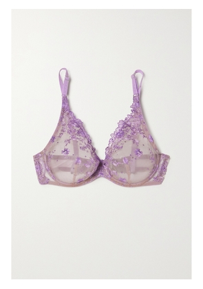 I.D. SARRIERI - + Net Sustain Colette Embroidered Tulle Soft-cup Triangle Bra - Purple - 32B,34B,36B,38B,40B,32C,34C,36C,38C,40C,32D,34D,36D,38D,40D,32DD,34DD,36DD,38DD