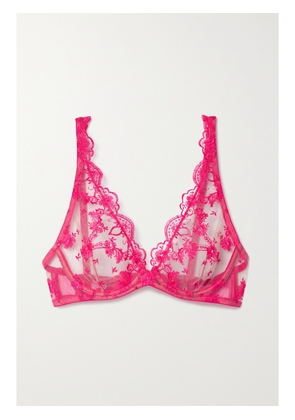 I.D. SARRIERI - + Net Sustain Lolita Embroidered Tulle Underwired Triangle Bra - Pink - 32B,34B,36B,38B,40B,32C,34C,36C,38C,40C,32D,34D,36D,38D,40D,32DD,34DD,36DD,38DD