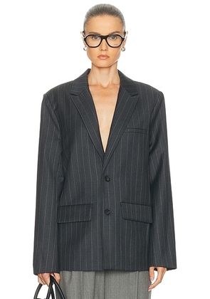 Mimchik Benedict Blazer in Gray Pinstripe - Grey. Size 2 (also in 0).