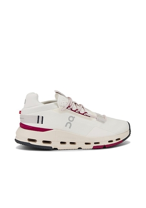 On Cloudnova 2 Sneaker in Ivory & Grenadine - Ivory. Size 5 (also in 10, 5.5, 6, 6.5, 7, 7.5, 8, 8.5, 9, 9.5).