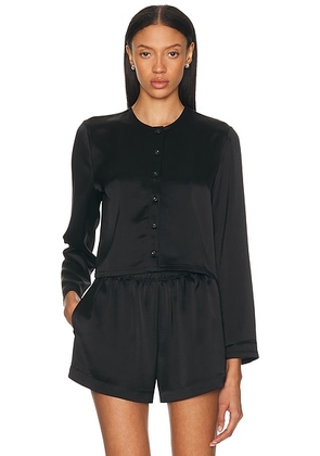 LESET Barb Crew Cardigan Top in Black - Black. Size L (also in ).