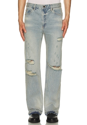 Midnight Rodeo Distressed Denim Jeans in Blue Wash - Blue. Size 34 (also in 32, 36).