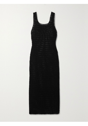 Le Kasha - + Net Sustain Shali Crocheted Organic Linen Maxi Dress - Black - x small,small,medium,large