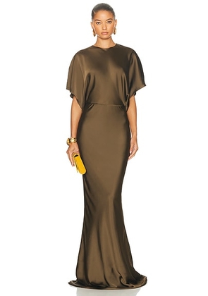 Norma Kamali Reverse Obie Gown in Bark - Olive. Size S (also in L, M, XS).
