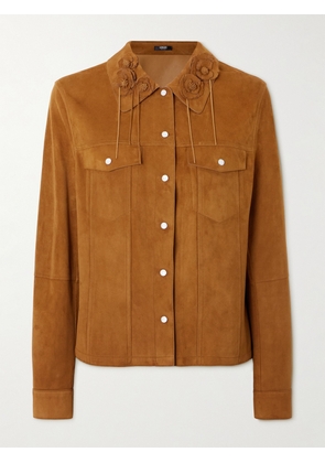 Versace - Appliquéd Suede Jacket - Brown - IT36,IT38,IT40,IT42,IT44