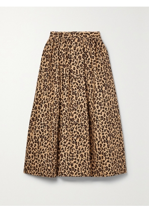 Adam Lippes - Leopard-print Cotton-twill Midi Skirt - Neutrals - US0,US2,US4,US6,US8,US10,US12