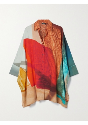 AKRIS - Asymmetric Printed Wool-crepe Tunic - Red - US2,US4,US6,US8,US10,US12,US14